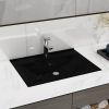 VidaXL Luxe wastafel met kraangat zwart rechthoekig keramiek 60x46 cm online kopen